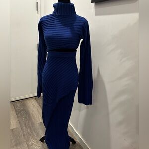 Hanifa Blue Ribbed Knit Dress